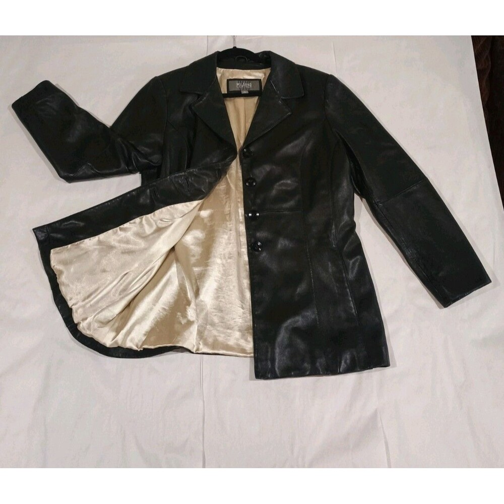 Vintage 90s Y2k Wilsons Leather Black 4-Button Blazer Jacket - Size L Women's